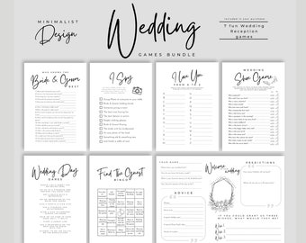 Minimalist Wedding Games Bundle | Wedding Table Activity | Wedding Reception Games | Ice Breaker Wedding Games | Printable Wedding Day Fun!
