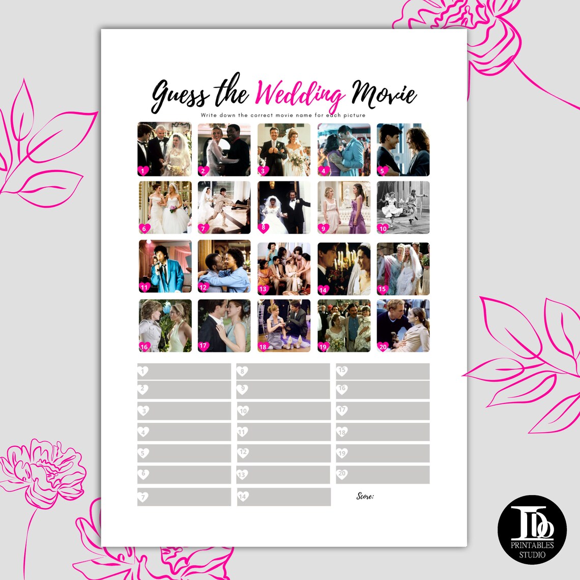 Bridal Shower Picture Quiz Bundle / Guess the Wedding movie Etsy