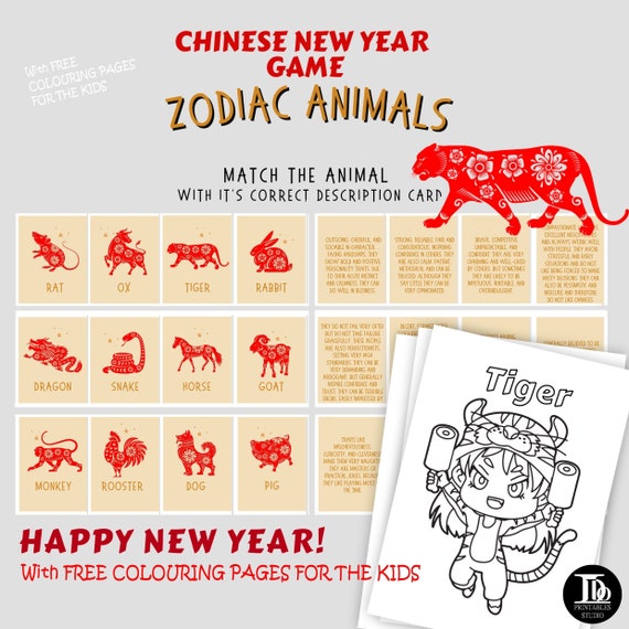 Chinese New Year Party Game Year of the Tiger Zodiac - Etsy