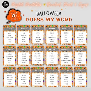 Cartes de jeu de mots Halloween | Jeu de fête d'Halloween | Activité familiale | Soirée Jeux | Zoom Jeu | Amusant jeu de fête de groupe d'Halloween à imprimer !