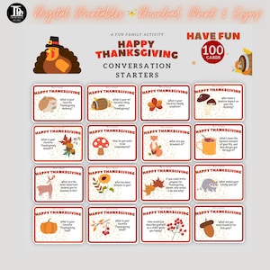 100 Thanksgiving Conversation Starters (Download Now) - Etsy