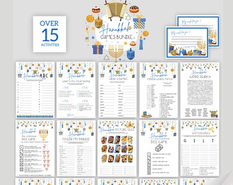 Hanukkah Games Bundle | Printable Family Hanukkah Party Activity | Chanukah | Yiddish words | Picture Quiz | Scattergories and so much more!