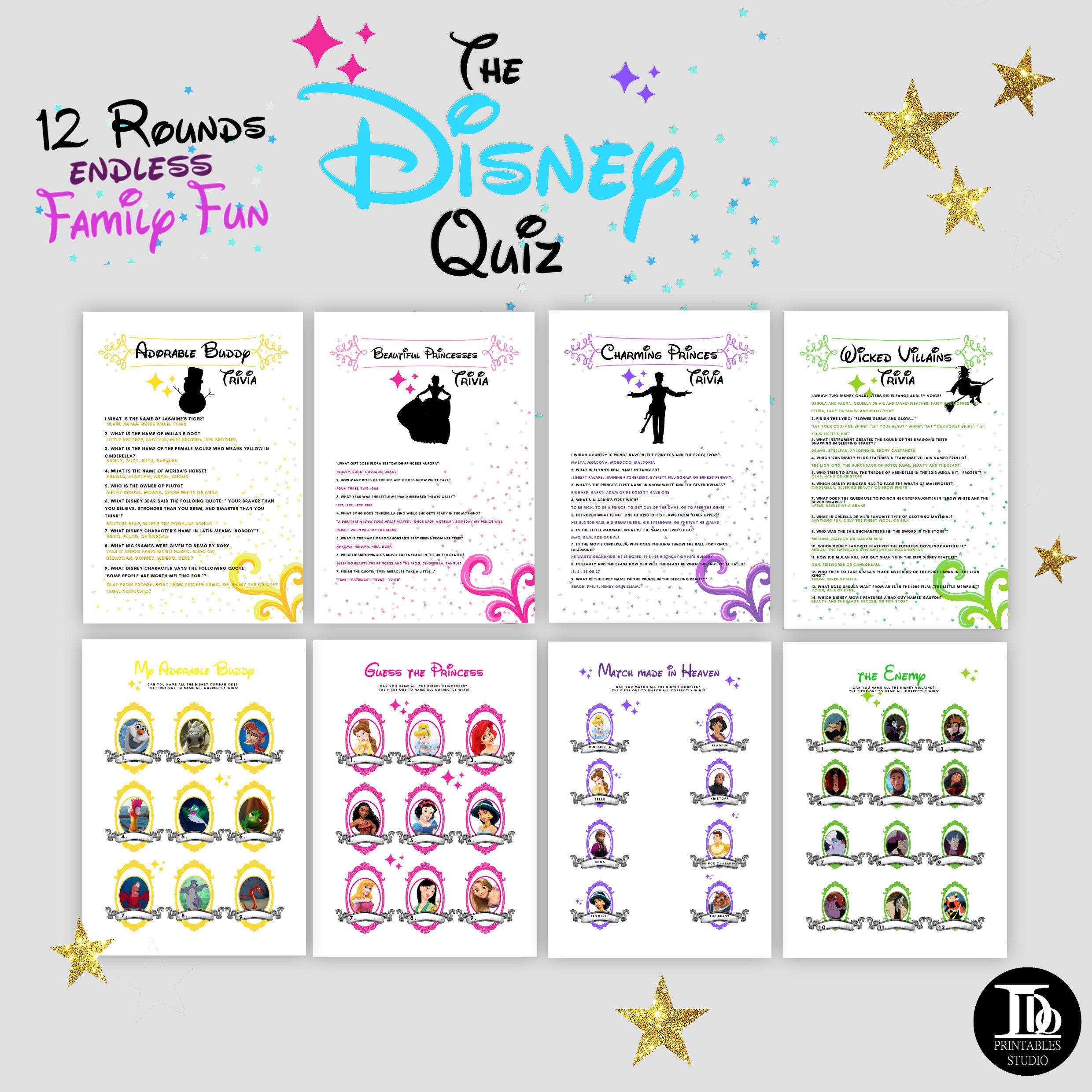 The Disney Quiz Games Bundle / Family Fun Trivia / Kids | Etsy