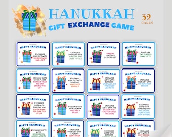 Hanukkah Gift Exchange Game Cards | Chanukah Gift Exchange | Hanukkah Party Activity | Jewish Games | Fun Family Friendly Printable Game!