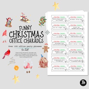 Christmas Office Charades for Staff | Over 100 Office Party Printable Cards | Hilarious Festive Holiday Office Party Teambuilding Game!