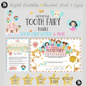Lot de lettres de la fée des dents | Certificat de fée des dents | Lettres de la fée des dents | Pack d'activités au pays des fées des dents | Cartes d'affirmation et bien plus encore