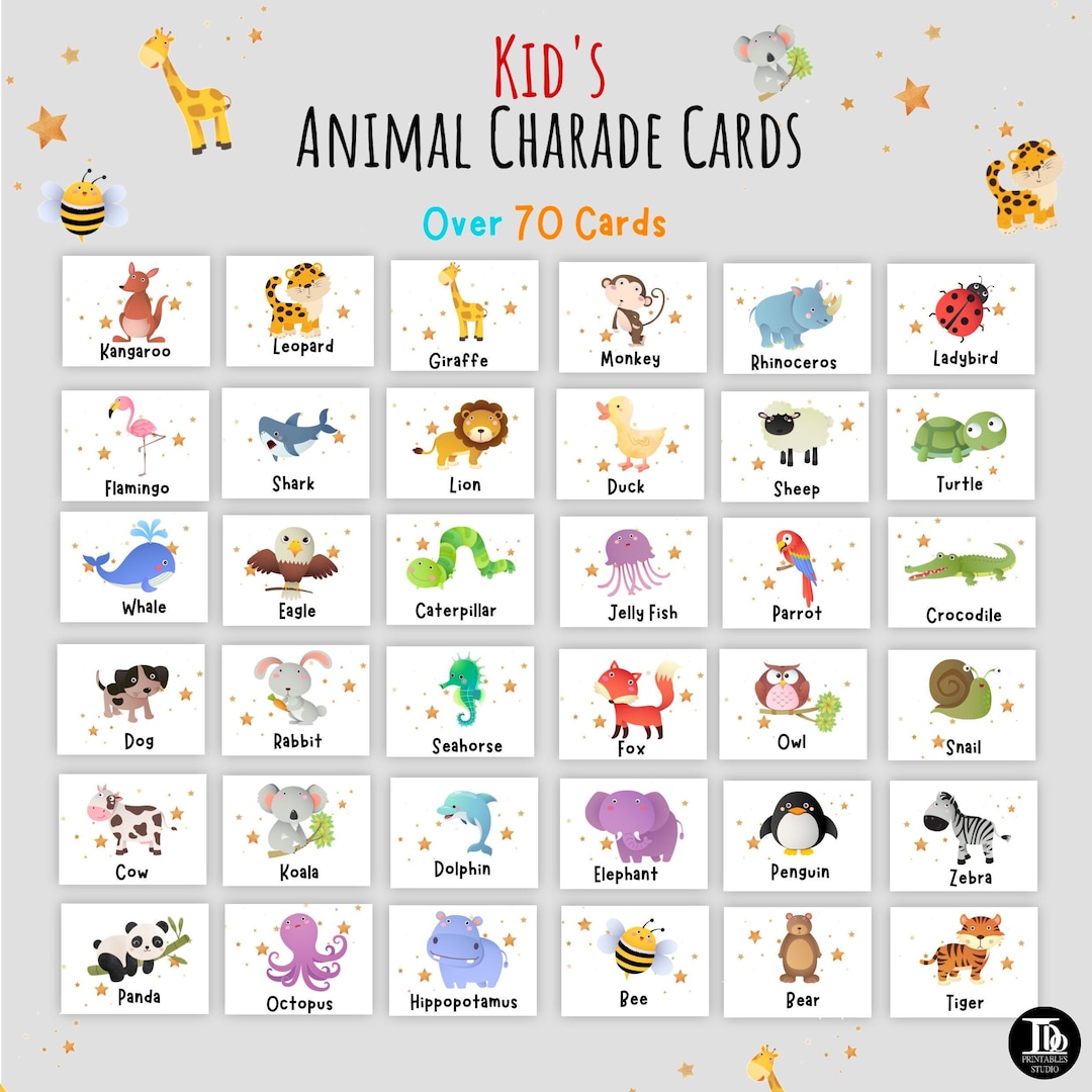 Animal Charades Game For Kids Toddler Games Preschool Card Etsy animal-charades-game-for-kids-toddler-games-preschool-card-etsy