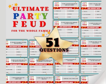 Quiz Family Friendly Feud do wydrukowania / Ultimate Trivia Quiz / Wieczór gier rodzinnych / Quiz w pubie / Aktywność rodzinna / Gra grupowa do pobrania natychmiast