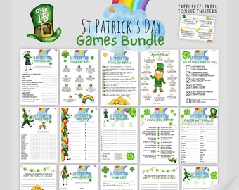 Mega St Patrick's Day Printable Games Bundle/ Scattergories/ word scramble/ mad libs/ St. Patrick's Day Trivia/ Roll the dice and much more!