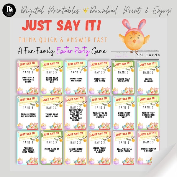 Funny Easter Group Party Activity | Printable Easter Family Friendly Game | Quick Thinking and Answering fast Party | Instant download