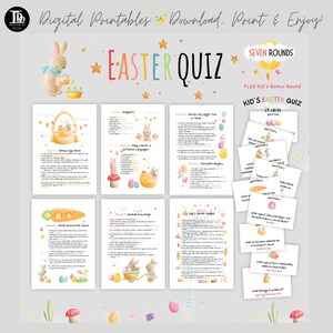 Cuestionario familiar de Pascua / Preguntas de Pascua imprimibles / Trivia familiar de Pascua / Tarjetas de cuestionarios para niños / Noche de juegos de Pascua / Hojas de preguntas imprimibles
