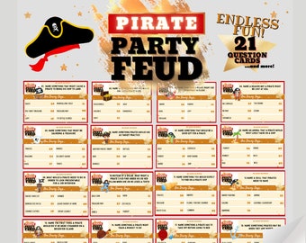 Pirate Party Feud Game | Family Games Night | Family Group Quiz | Birthday Party Trivia | Printable Holiday Games | Fun Family Activity!