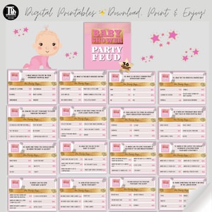 Baby Shower Party Game / Baby Girl Shower / Pink Baby Shower Party / Baby Shower Trivia / Printable Baby Shower Game / Babyshower fun!