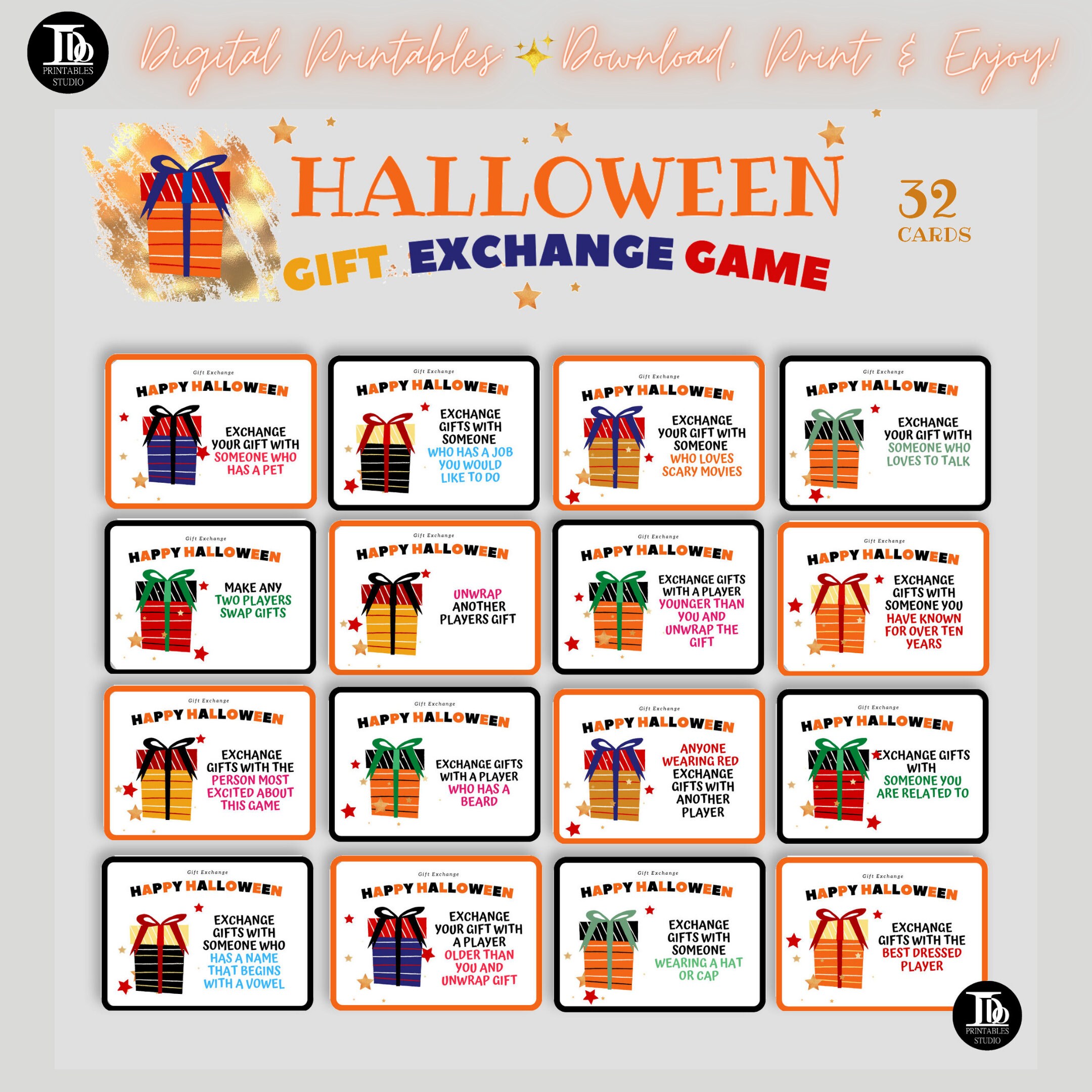 Halloween Gift Exchange Game Yankee Swap White (Download Now) 