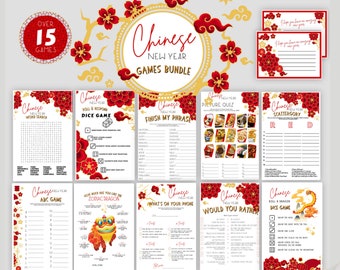 Chinese New Year Games Bundle | Family Friendly Trivia | Brainteasers | Word Games | New Year Printable Games | Lunar New Year of the Dragon