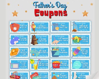 Printable Father's Day Coupons / Coupons for Dad / Father's Day Gift / Dads Birthday Gift / Father's Day Love Coupons / Fun Coupons for Him!