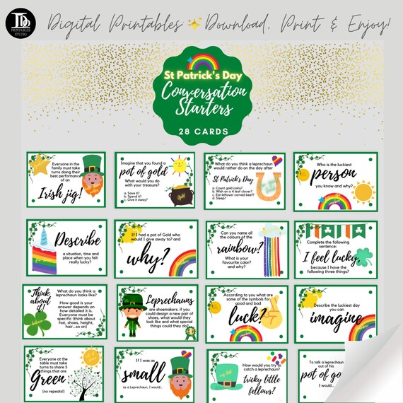 St Patrick's Day Conversation Cards / St Patrick's Day activities / St Patrick's Day Games / St Patrick's Day Printables / Family Game!
