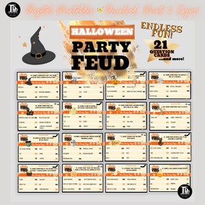 Halloween Party Feud | Halloween Family Group Game Cards | Printable Family Trivia | Halloween Quiz| Fun October Family Games Night!