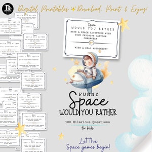 Space Party, vous préférez des questions | Démarreurs de conversation pour enfants | Brise-glaces spatiaux | Cartes spatiales imprimables Fun Class pour enfants