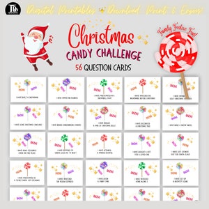 Christmas Candy Challenge Familienspielkarten | Feiertags-Süßigkeiten-Spiel | Weihnachts-Challenges | Weihnachtsfeier Spiele | Kinder Weihnachtsaktivitäten
