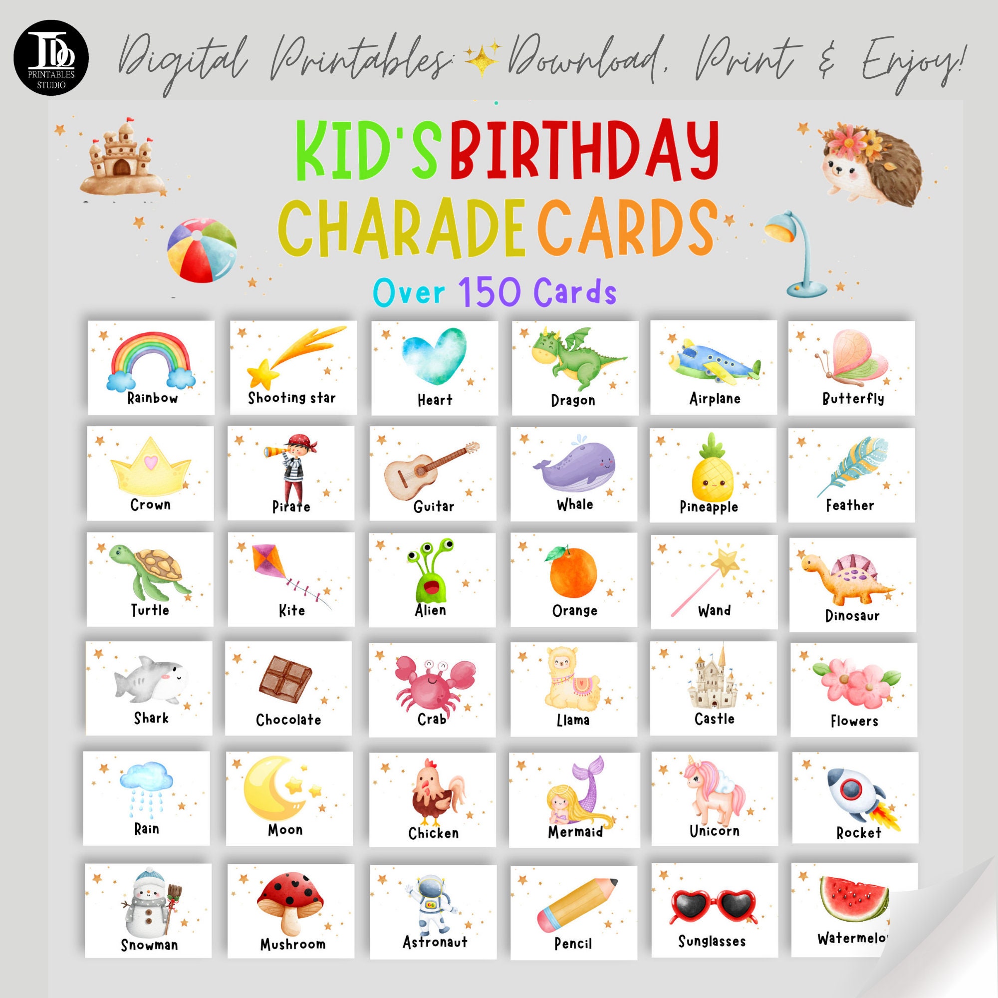 Printable Charades Game, 70 Fun Words and Actions, Charades, Charades