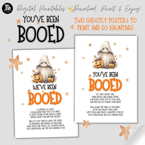 You've Been Booed Halloween Süßes und Saures Poster | Wir wurden ausgebuht | Druckbarer Leckerlikorb Geschenkkorb Boo Note für Nachbarn und Freunde