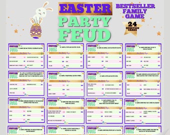 Karty do gry Easter Party Feud / Gra rodzinna / Grupowa gra rodzinna / Wiedza o Wielkanocy / Quiz Wielkanocny / Quiz Pubowy / Quiz Wielkanocny dla klasy / Zabawa Wielkanocna!