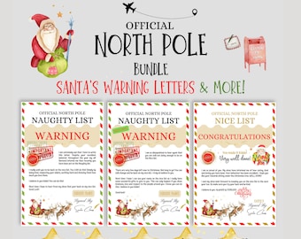 Santa Warning Letters | Bad Behaviour Warning | Christmas Letter From Santa | North Pole Naughty List Letter | Naughty List Warning,/ Bundle