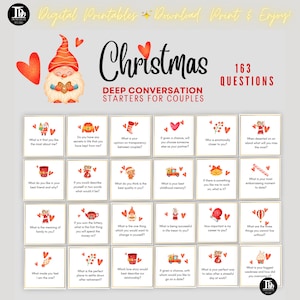 Iniziatori di conversazioni profonde di Natale per coppie / Riempitivi per calze per uomini e donne / Divertenti biglietti per attività del calendario dell'Avvento per coppie stampabili!