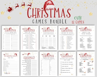 Christmas Game Bundle | Family Christmas Games | Christmas Trivia Pub Quiz | Holiday Friendly Feud | Xmas Games | Fun Christmas Printables!