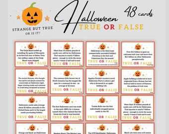 Trivia de Halloween / Tarjetas de preguntas de verdadero o falso / Noche de juegos familiares / Juegos familiares festivos / Juegos grupales de fiesta de Halloween / ¡Descargar ahora!