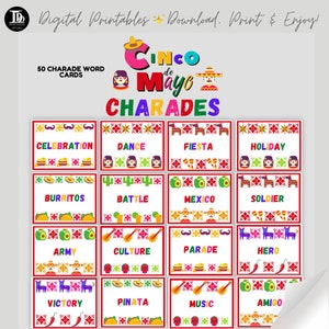 Cartões de charada Cinco de Mayo / Jogo de atividades infantis / Cartões noturnos de jogos para toda a família / Fiesta mexicana / Atividade para ficar em casa / Diversão para impressão!