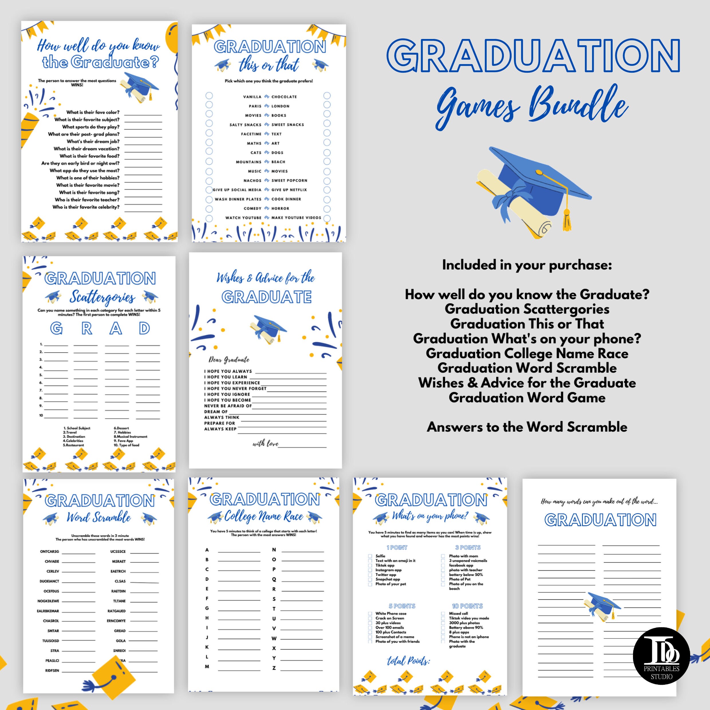 graduation party games bundle graduation day fun grad