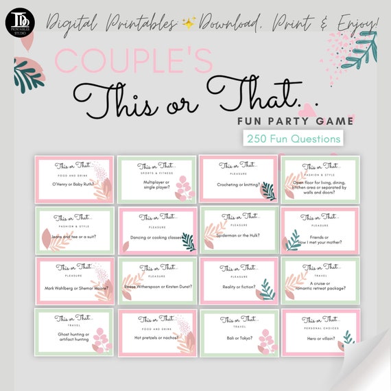 Carte da gioco di questo o quello per coppia Serata di curiosità