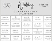 Minimalist Wedding Conversation Starter Cards for Guests | Printable Wedding Table Icebreakers | Wedding Trivia| Fun Wedding Reception Games