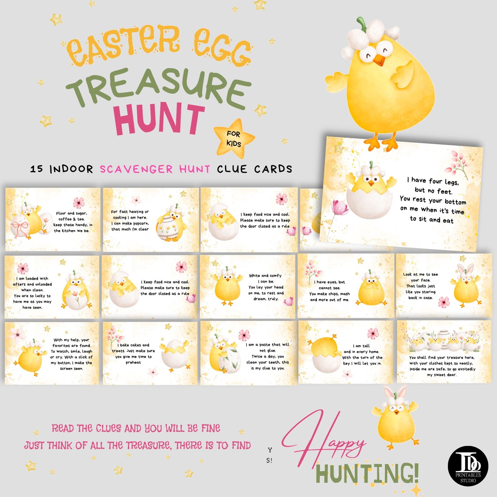 Easter Chick Scavenger Hunt Clue Cards Indoor Easter Etsy UK