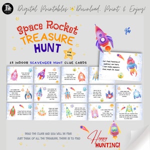 Weltraumrakete Geburtstagsgeschenk Jagd für Kinder | Druckbare Indoor Schatzsuche Hinweis Karten | Spaß Haus Erkundung Geburtstag Geschenk Jagd für Kinder!