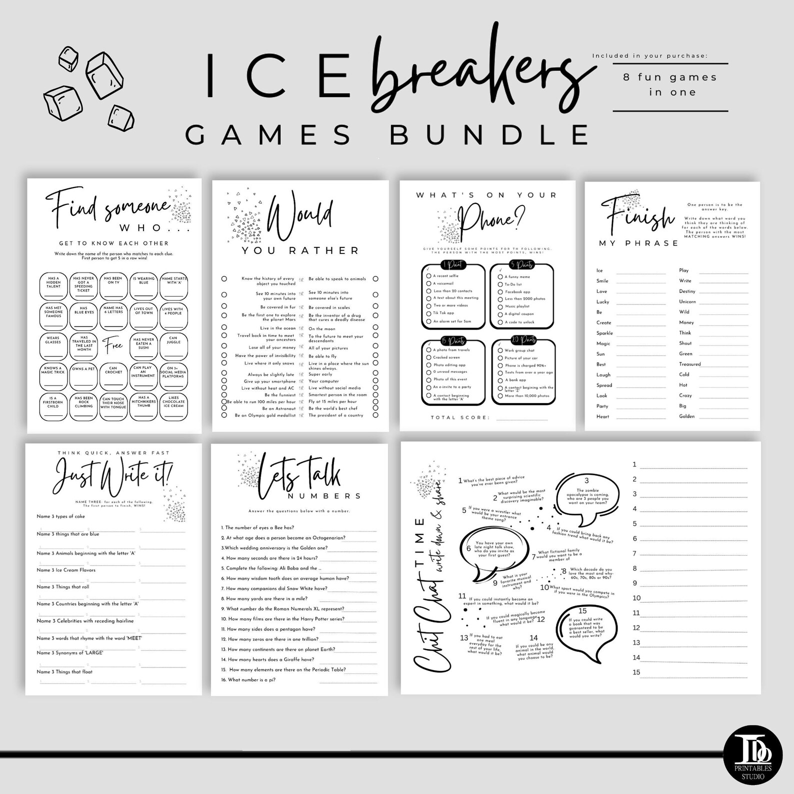 Icebreaker Games Icebreaker Activities Dinner Party Games Etsy