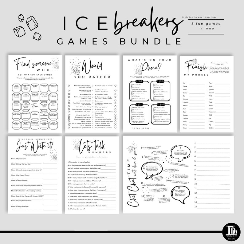 Icebreaker Games Icebreaker Activities Dinner Party Games Etsy