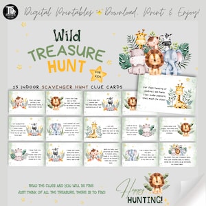 Wild Safari Jungle Animal Birthday Party Treasure Hunt For Kids | Wild Sleepover Game | Printable Activity Cards | Jungle Fun for Children!