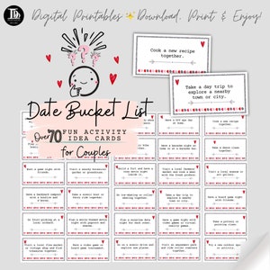 Date Bucket List Aktivitäts-Ideen-Karten für Paare | Datum Bucket List Aktivitätskarten Verlobung, Brautparty, Hochzeit Geschenkkarten Pack Bundle