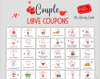 Printable Love Coupons | Coupons for Her | Coupons for Him | Instant Download Couple Coupons| Fun Anniversary, Valentine or Date Night Gift!