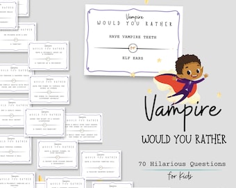 Vampire Would You Rather Question Cards | Halloween Party for Kids | Printable Hilarious Trick or Treat Night Icebreakers for Kids !
