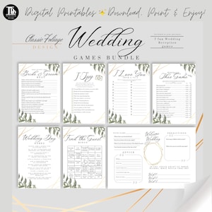 Classic Wedding Games Bundle | Wedding Table Activity | Wedding Reception Games | Ice Breaker Wedding Games | Printable Wedding Day Fun!