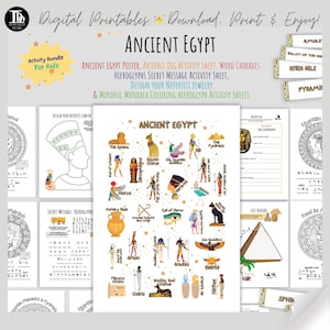 Mega Antikes Ägypten Activity Pack für Kinder | Aktivitäts-Arbeitsblätter | Altes Ägypten Scharade| Hieroglyphen Secret Message Facts| Lernspaß!