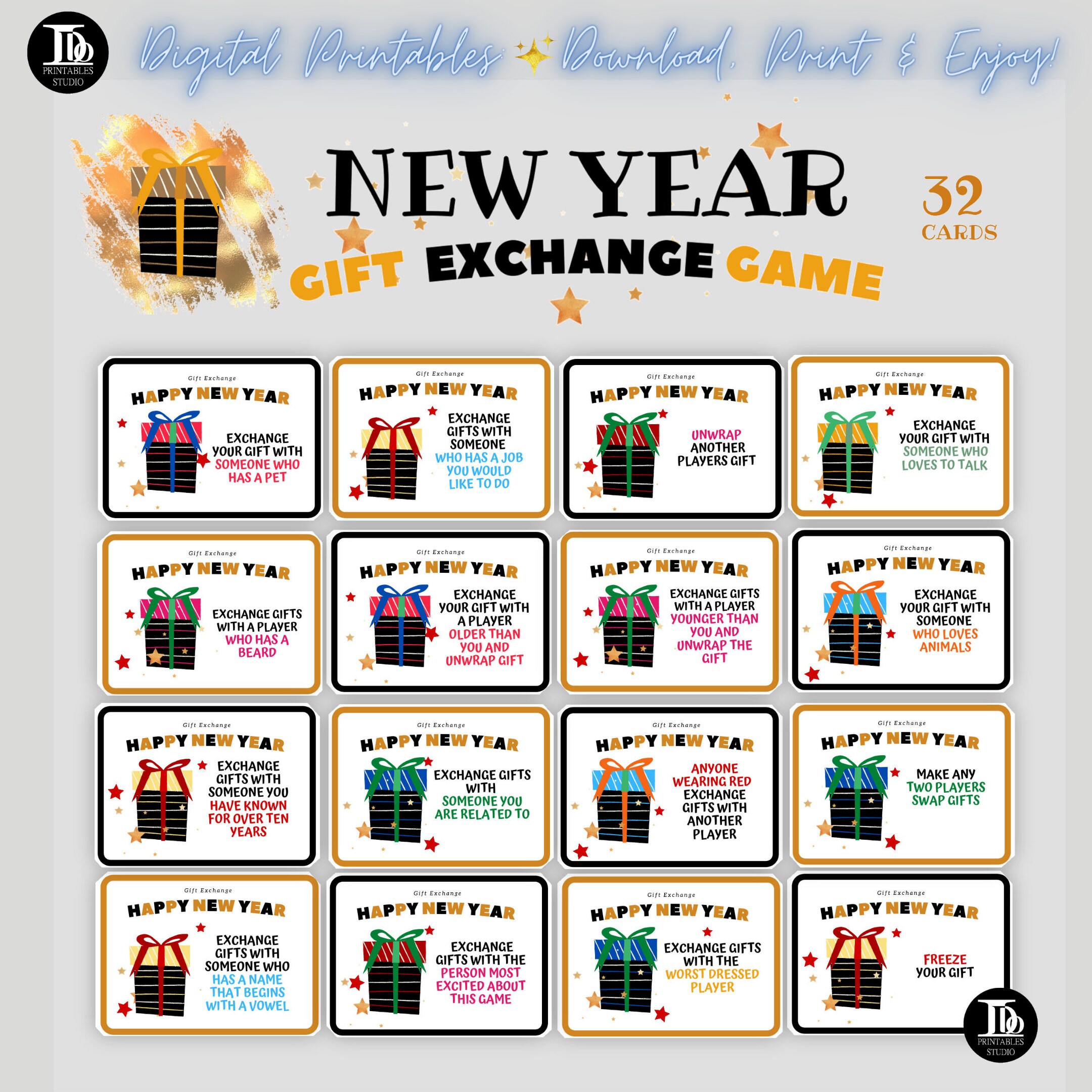 You've Been Cheered, New Years Games Printable, Instant Download, Tag Game,  Giving Game, New Years Gifts, Holiday Games, Community