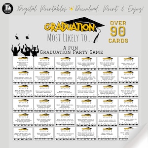 Tarjetas de juego de fiesta de graduación / Lo más probable es que / Juego de graduación imprimible / Día de graduación / Juegos de clase divertidos para graduados / ¡Descarga instantánea!