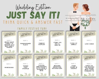 Hochzeitsempfang Spielkarten | Hochzeitstisch Aktivität | Hochzeit Eisbrecher | Hochzeitsspiele für Gäste | Druckbare Hochzeitsdeko Fun