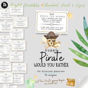 Pirate Préféreriez-vous faire la fête Brise-glace | Démarreurs de conversations avec des pirates | Brise-glace d’anniversaire de pirate | Activité de dîner en famille avec des pirates