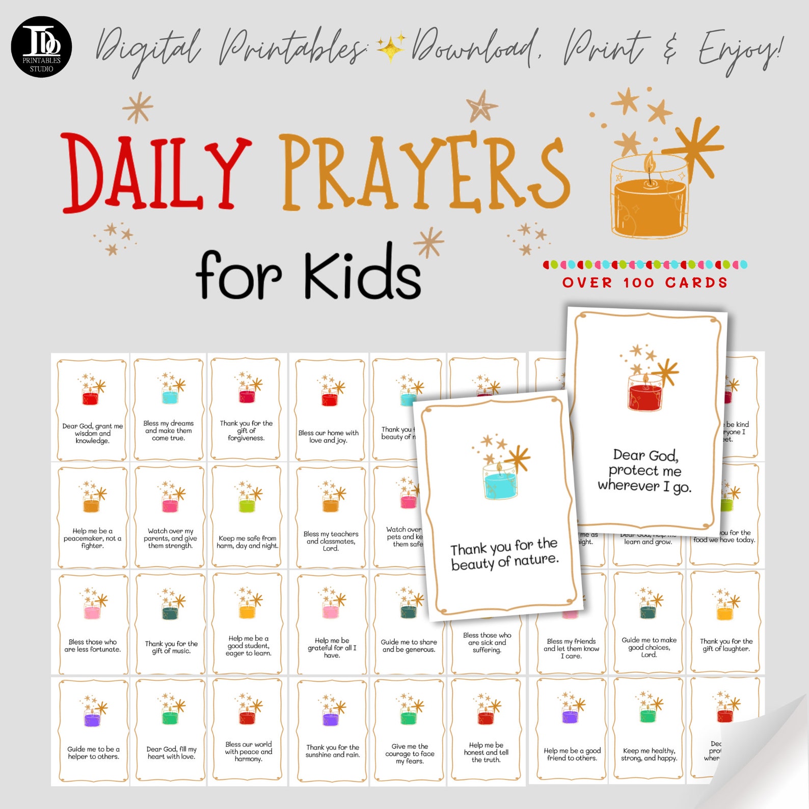Printable Short Daily Prayers for Kids 100 Prayer Cards for Children to ...